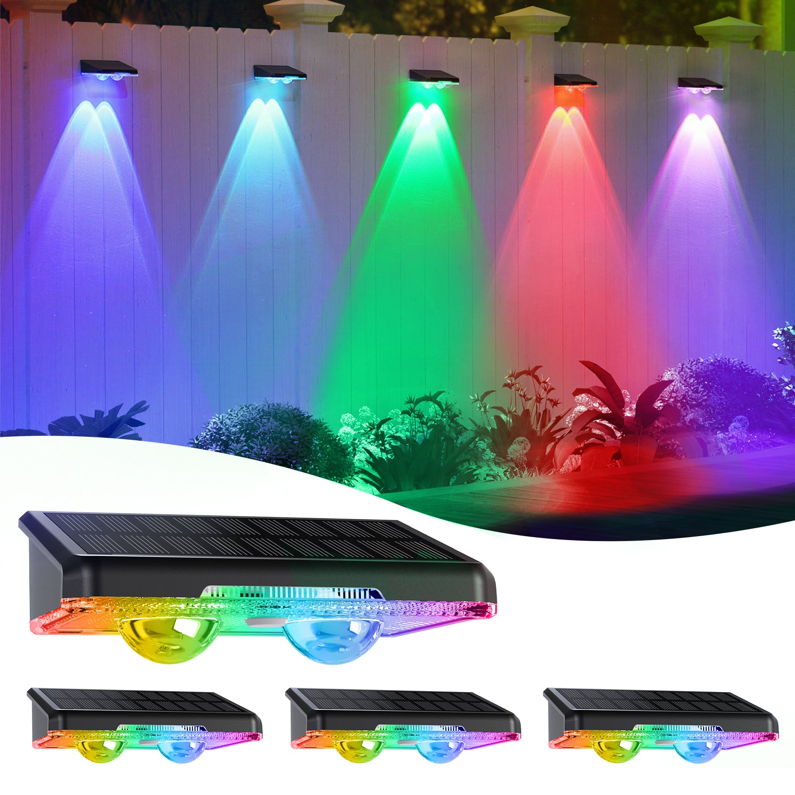 Solar Mini Wall Washer Light – 11 Color Modes, Outdoor Waterproof LED
