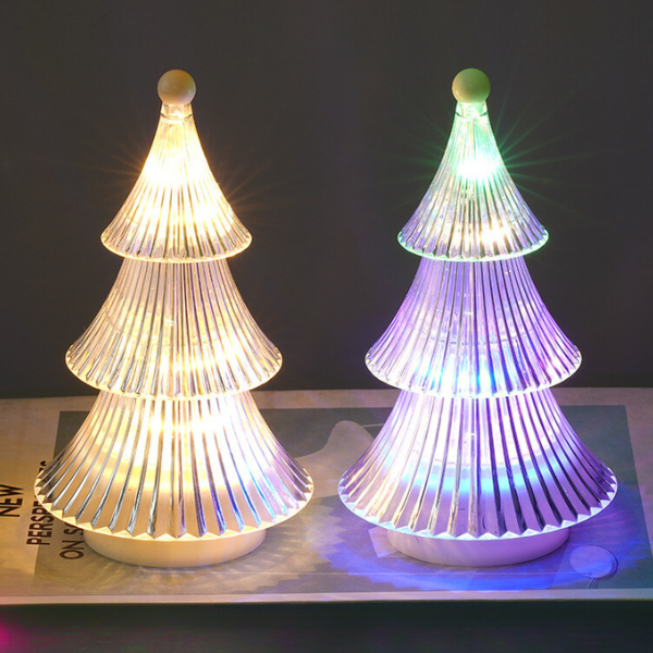 Luce notturna di Natale a 3 livelli ¨C Torre di cristallo a diamante, alimentata a batteria, decorazione per camera da letto e festività