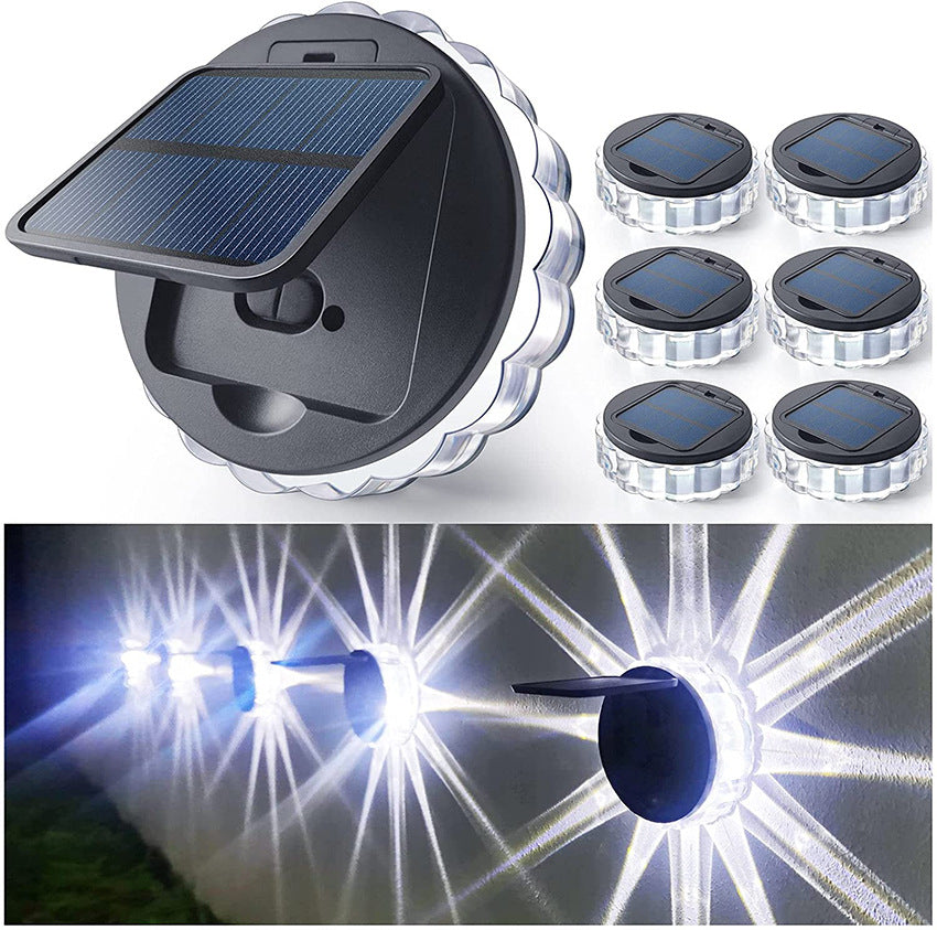 6 Pcs Luz Solar de Pared Lámpara Solar Luces de Pared Luz Solar para Exterior, Linterna Solar Ganchos Decorativos Led, Luz de Escalera Luces de Acrílico para Cerca Control de Luz