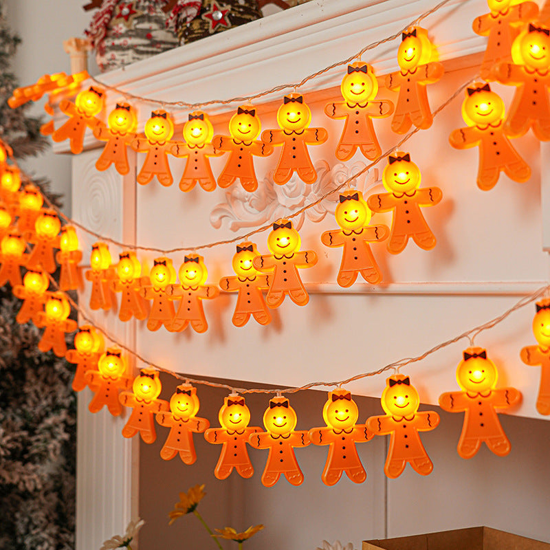 Quntis Luci di Natale LED a forma di Omino di Pan di Zenzero ¨C Luci da Cartone a Batteria per Decorazioni Natalizie e di Capodanno Indoor