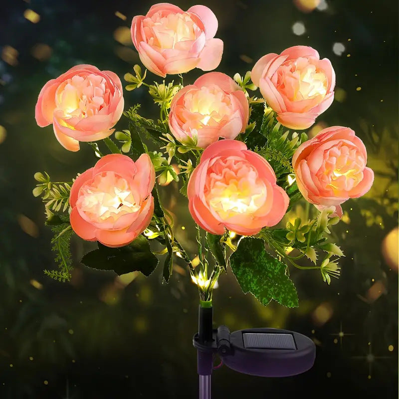 Solar Camellia Lights Outdoor (4 Pack), Solar Garden Decorative Lights, Waterproof Solar Flower Lights for Yard, Patio, Lawn, Landscape