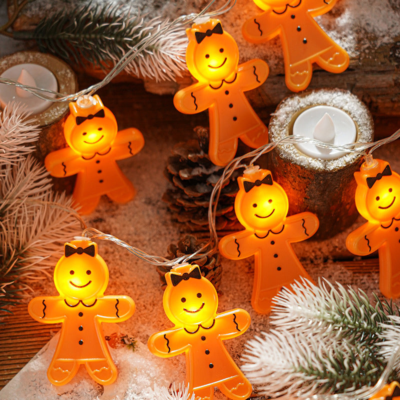Quntis Luci di Natale LED a forma di Omino di Pan di Zenzero ¨C Luci da Cartone a Batteria per Decorazioni Natalizie e di Capodanno Indoor