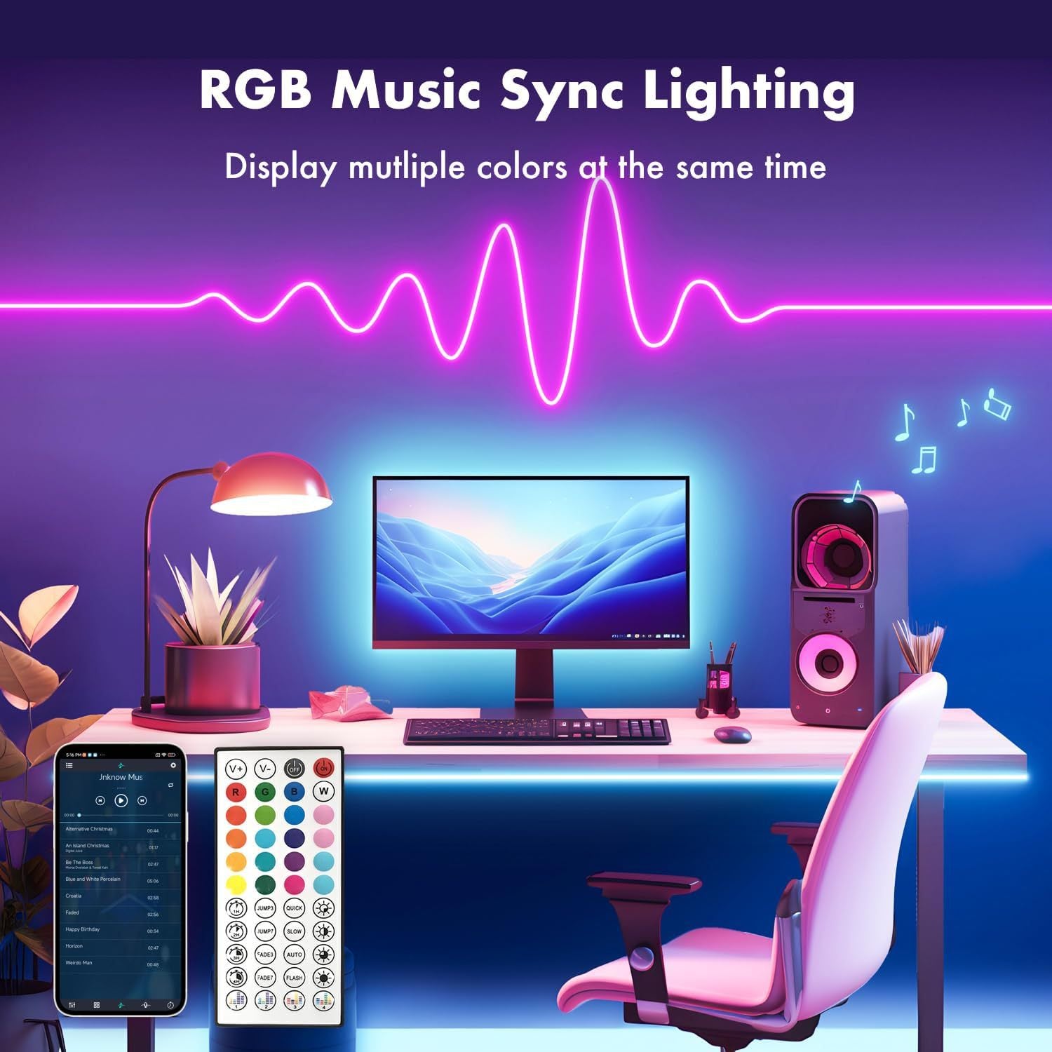 Strisce LED Neon Impermeabili – Kit di Luci a Bassa Tensione con Controllo Musicale APP Bluetooth