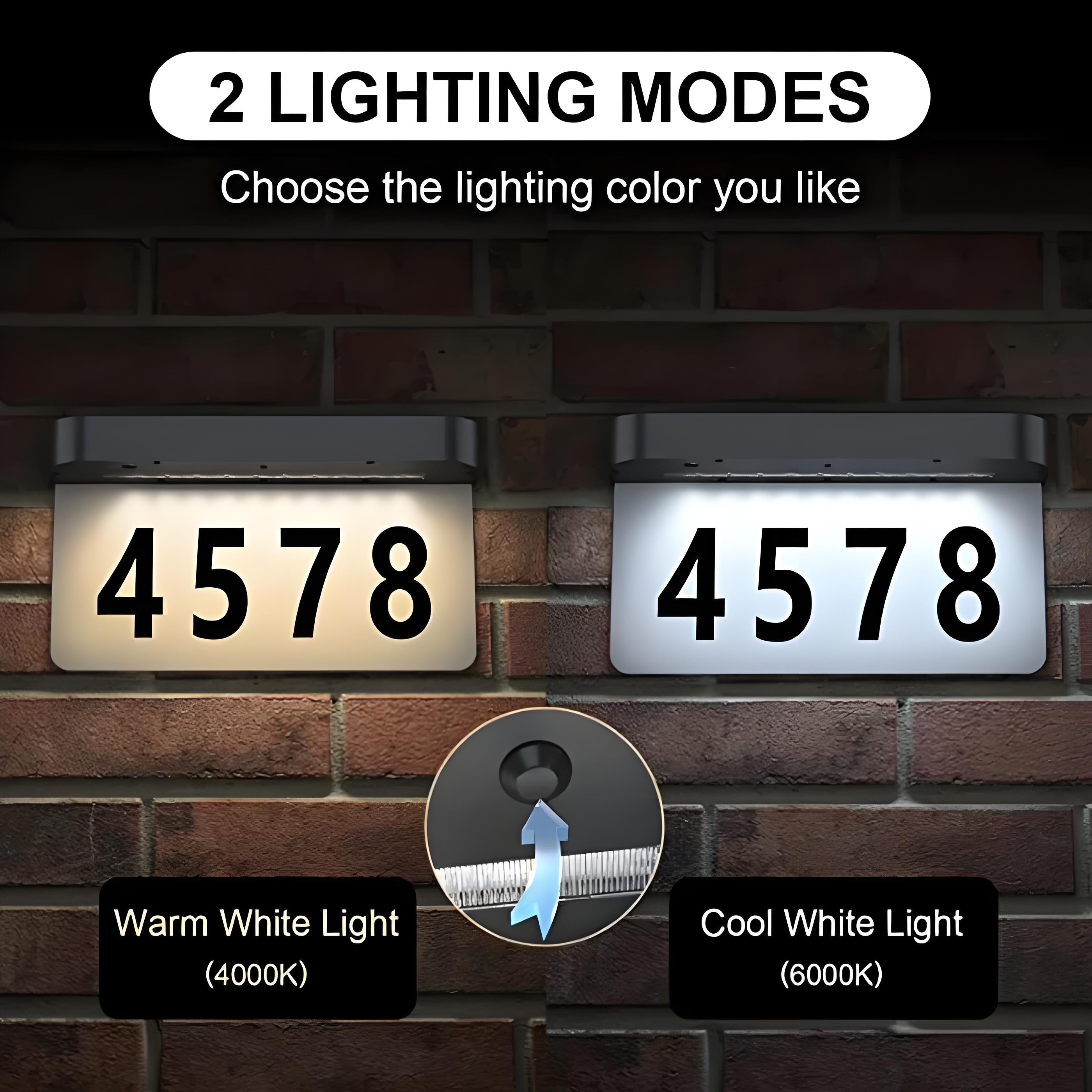Numeri Civici Alimentati da Sole, Plaque per Indirizzi per Casa, Insegna Indirizzo Illuminata a LED Impermeabile per Esterni 3000K Bianco Caldo LED