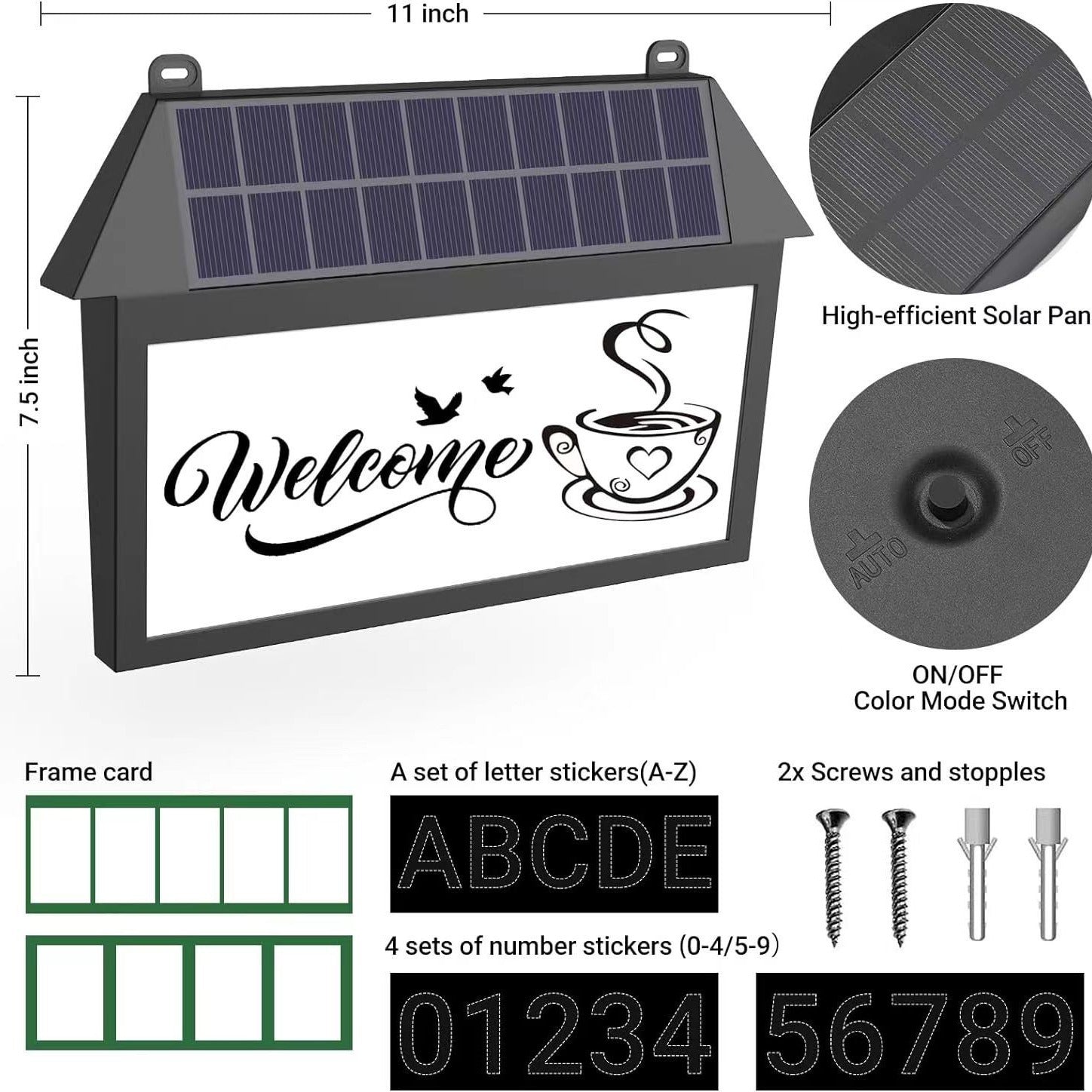 Luci per Numeri Civici Solari – Illuminazione LED Impermeabile per Pannelli da Esterno per Giardini e Patii