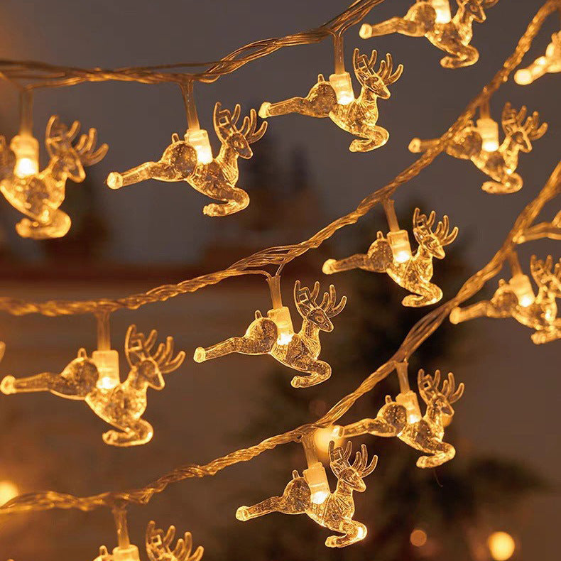 Quntis Luzes de Natal em Forma de Floco de Neve e Rena IP42 LED ¨C Decoração de Férias a Pilhas com Controlo Remoto
