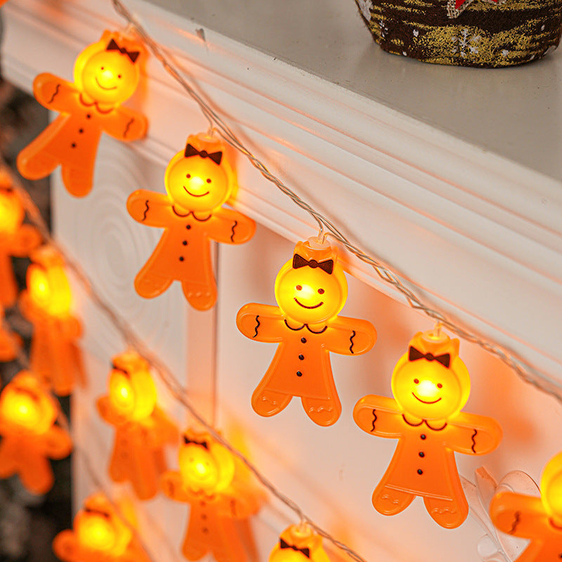 Quntis Luci di Natale LED a forma di Omino di Pan di Zenzero ¨C Luci da Cartone a Batteria per Decorazioni Natalizie e di Capodanno Indoor