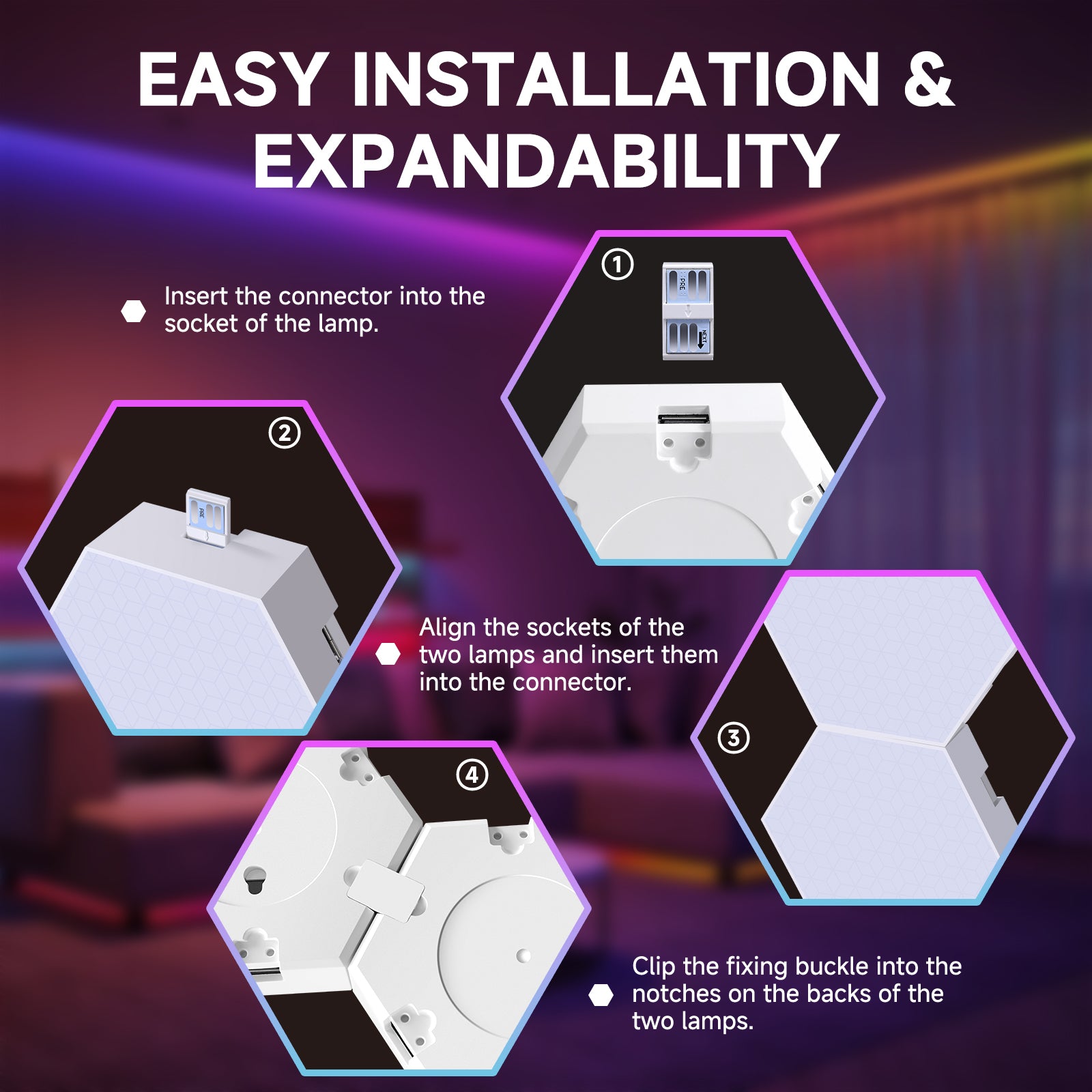 Pannelli Luminosi Esagonali, Luci LED RGB Esagonali con Sincronizzazione Musicale, Luci da Gioco con APP e Telecomando per Decorazione della Casa e Gioco