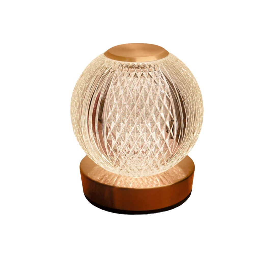 Lampada da tavolo a sfera di cristallo a batteria ¨C Luce d'atmosfera LED regolabile per camera da letto, comodino o bar