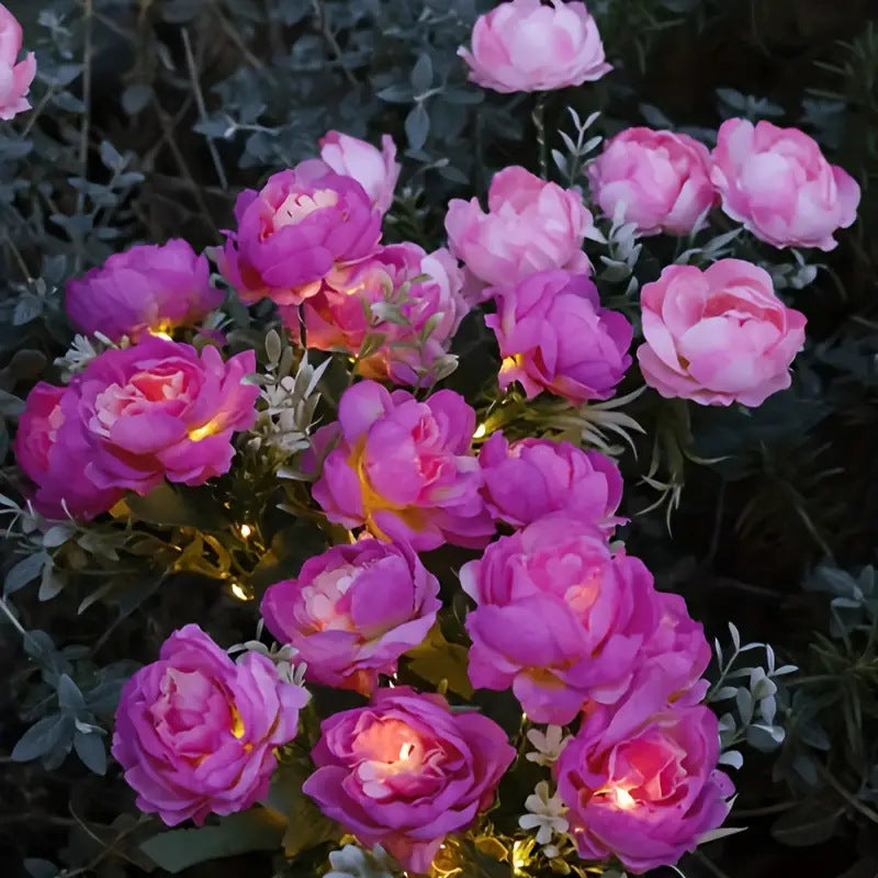 Solar Camellia Lights Outdoor (4 Pack), Solar Garden Decorative Lights, Waterproof Solar Flower Lights for Yard, Patio, Lawn, Landscape