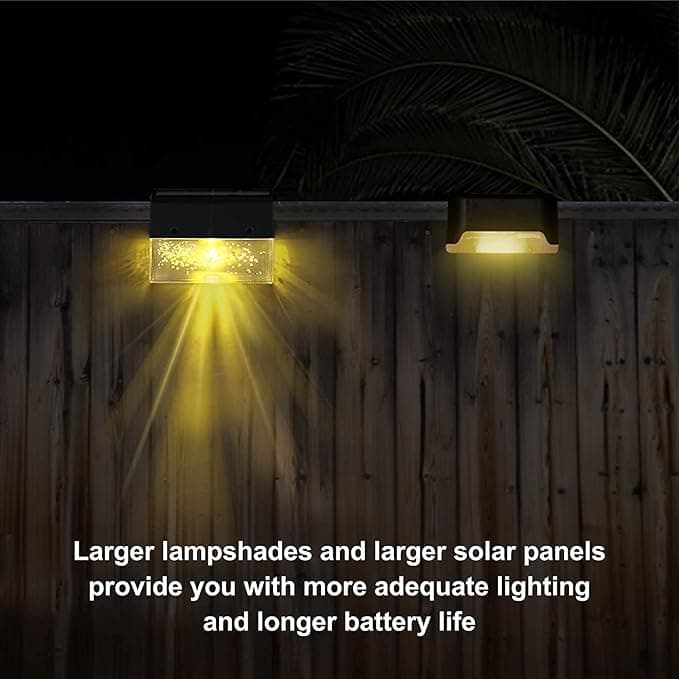 Luzes de Deck Solar 4 Pack, Luzes de Passo Solar para Exterior, Luz Solar de Cerca em Branco Quente/Mudança de Cor para Pátio Jardim Quintal