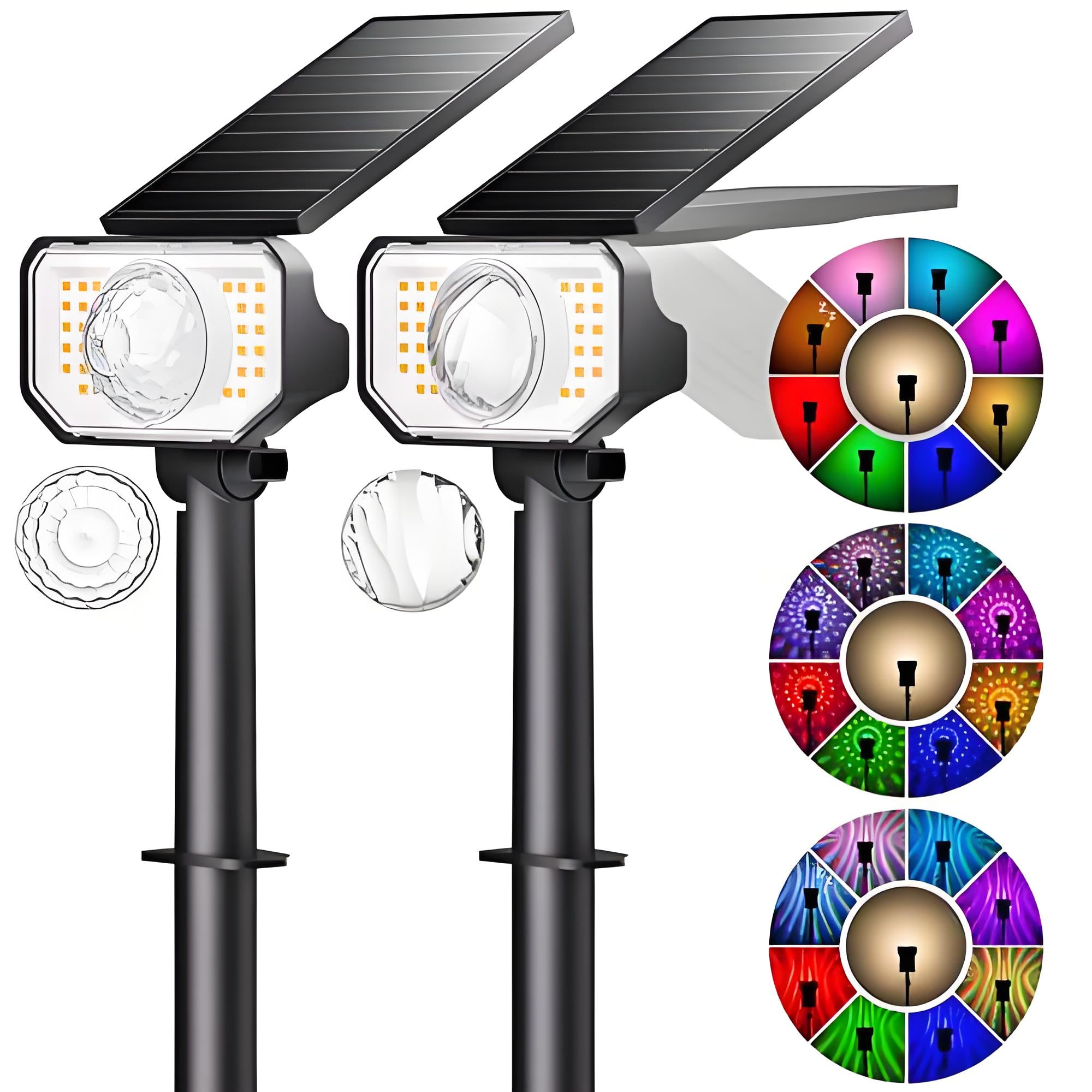 Spotlights Solares de Exterior com Mudança de Cor em 2-Pack, 8 Cores 25 Modos