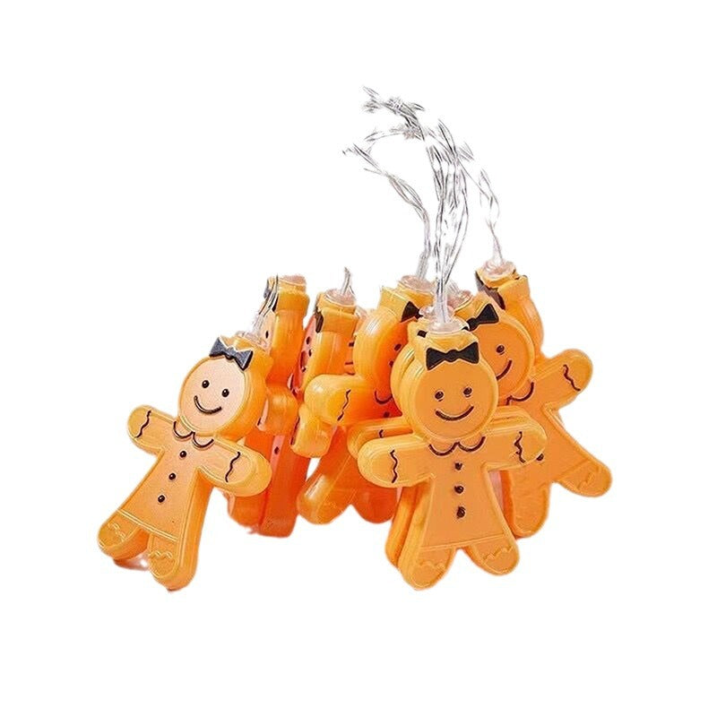 Quntis Luci di Natale LED a forma di Omino di Pan di Zenzero ¨C Luci da Cartone a Batteria per Decorazioni Natalizie e di Capodanno Indoor