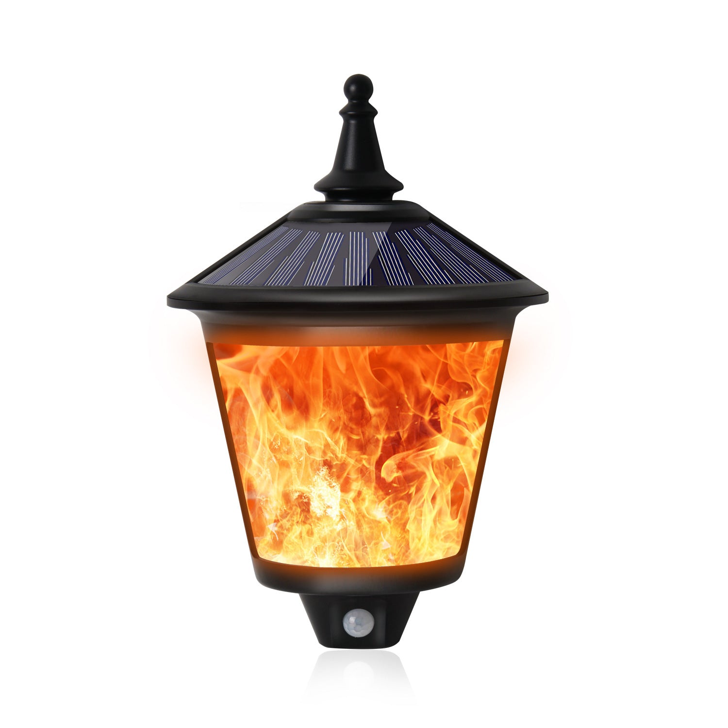 Solar Wall Light with Flame Effect | 86 LED, Motion Sensor, Auto Switch White Light & Flickering Flame, IP65 Waterproof Outdoor Decorative Light for Garden, Patio, Pathway