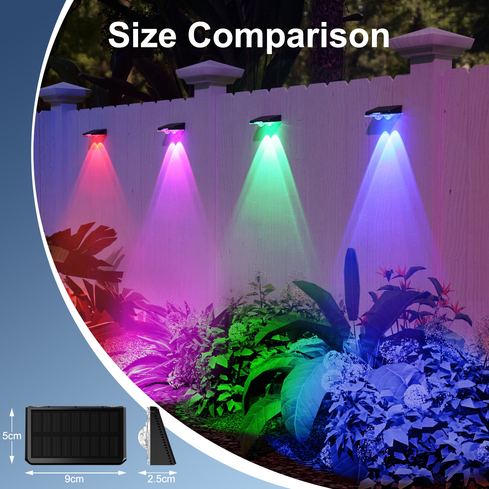 Solar Mini Wall Washer Light – 11 Color Modes, Outdoor Waterproof LED