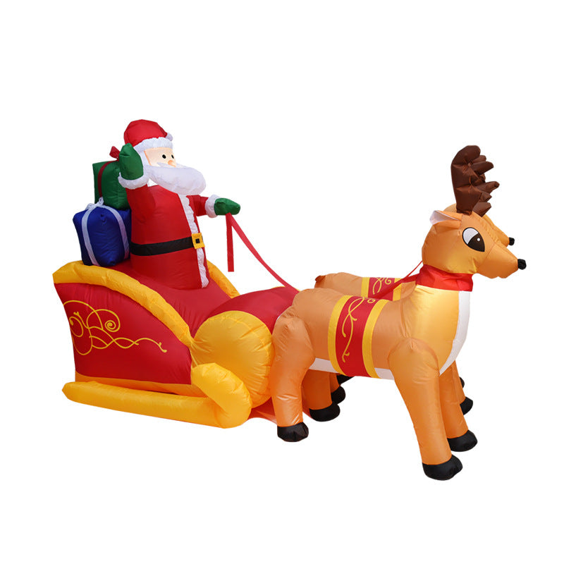 Decoração de Natal Inflável para o Jardim – Pai Natal com Trenó Puxado por Duas Renas