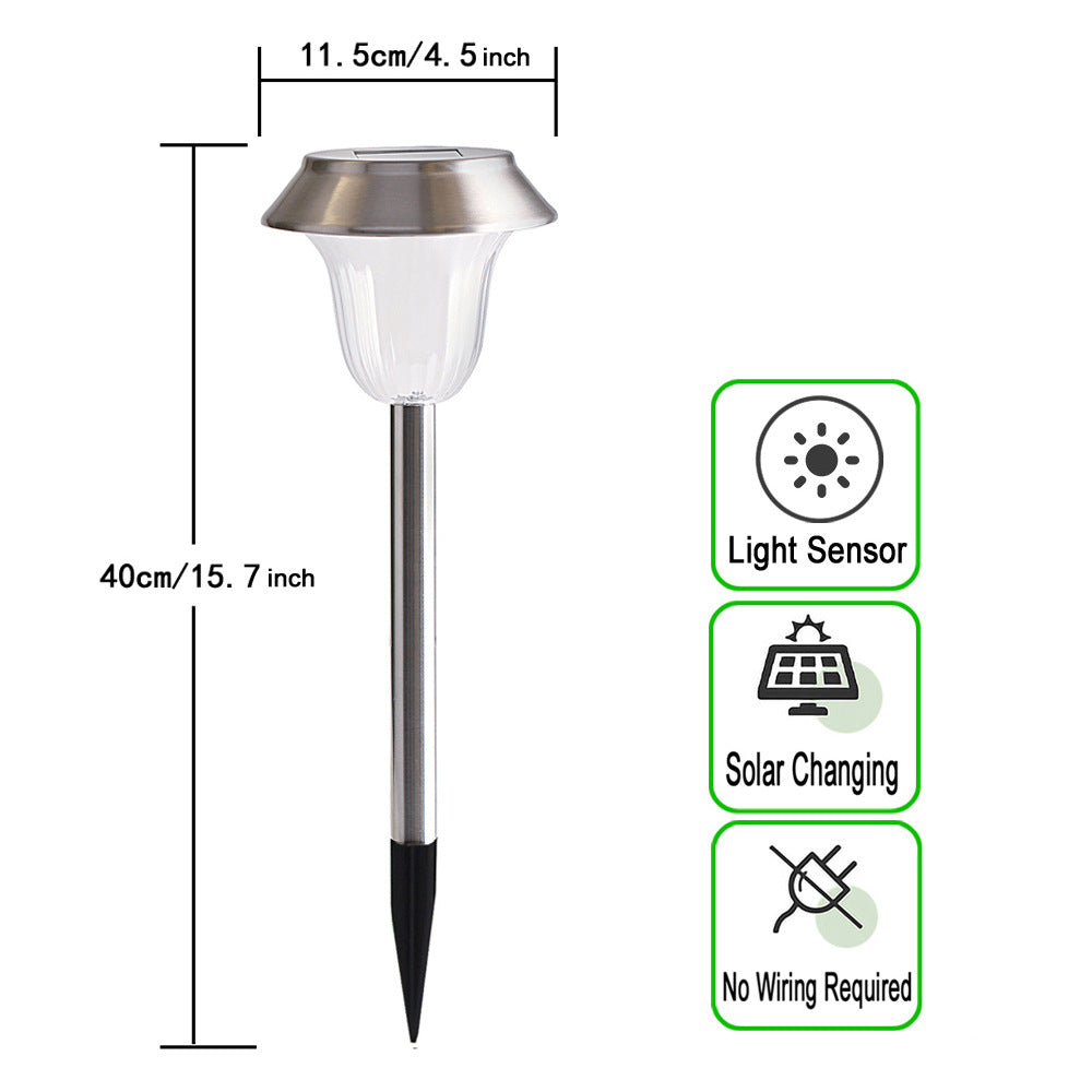 Luzes de Chão LED Solar – Luzes Coloridas de Aço Inoxidável para Jardim e Caminhos Exteriores