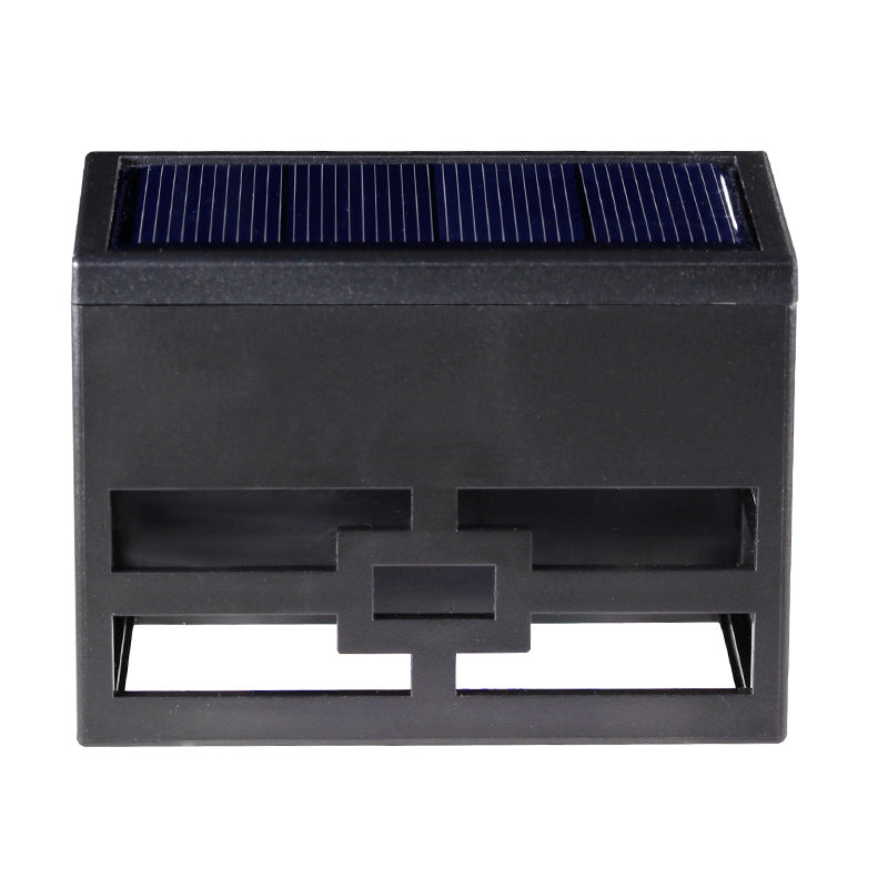 Lâmpada de Sconce de Parede Exterior LED Solar em Forma de Quadrado Simples, Luzes de Cerca Solar 2pack