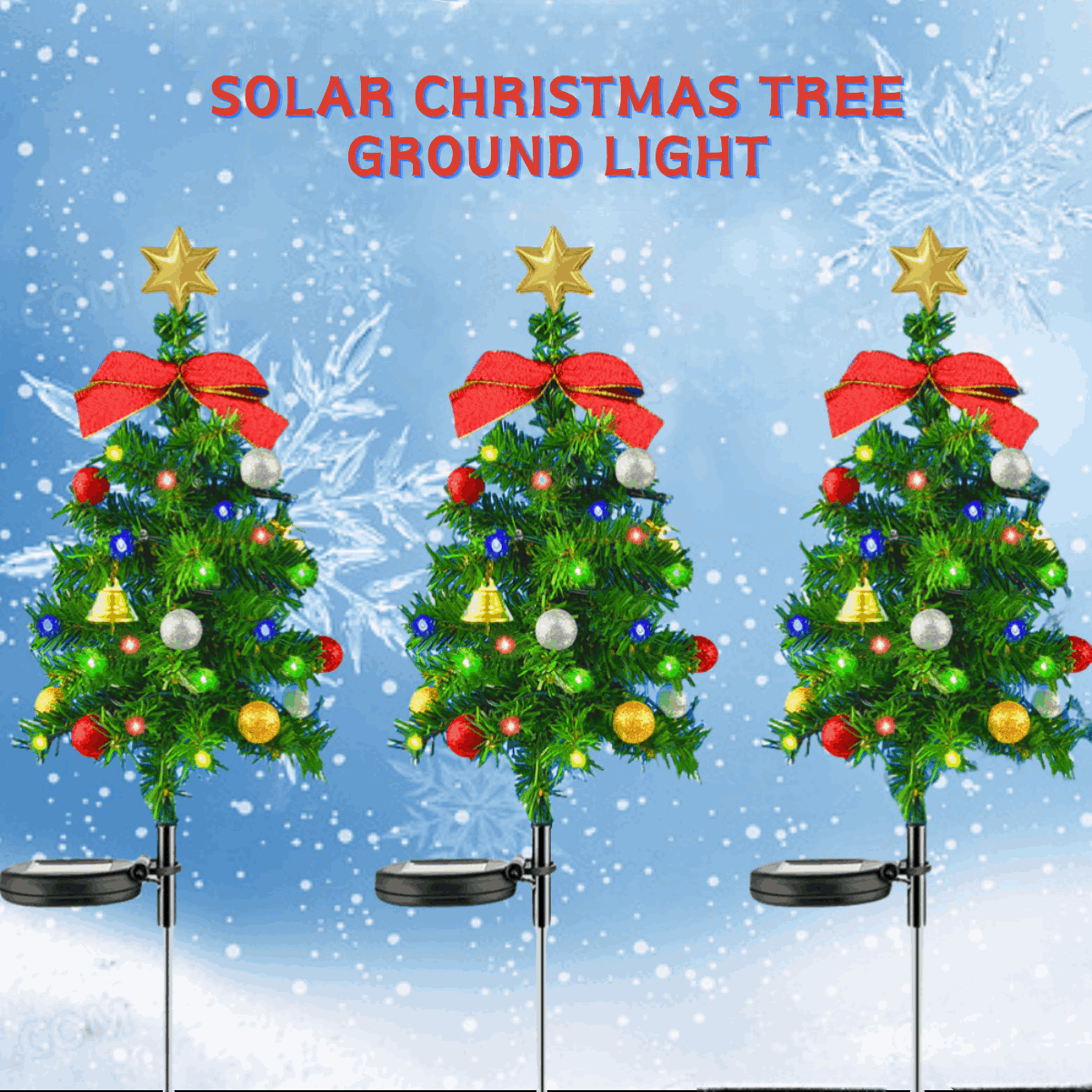 Luzes de Estaca de Natal Coloridas com Energia Solar. Luzes em Forma de Árvore de Natal para o Seu Jardim – Ilumine a Sua Decoração Exterior com Festivas Luzes de Estaca de Natal!