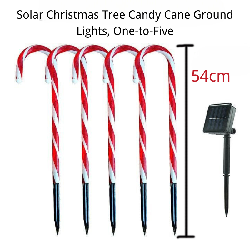 Luzes de Natal Solar ao Ar Livre – Luzes de Cana-de-Açúcar Solar para Decoração de Relvado nas Festas, Conjunto de 1 a 5 para um Maravilhoso Inverno Festivo. Luzes de Cana-de-Açúcar.