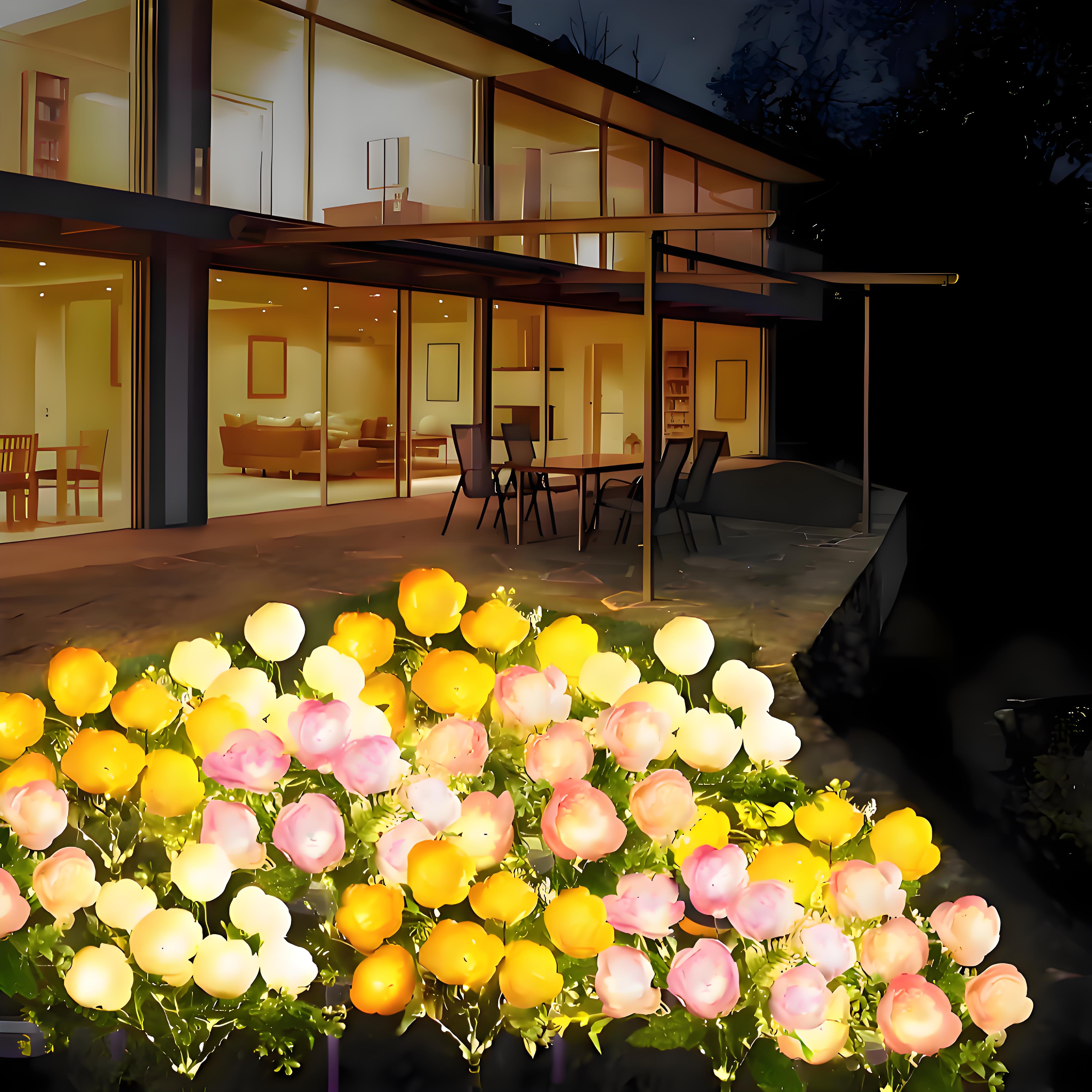 Solar Camellia Lights Outdoor (4 Pack), Solar Garden Decorative Lights, Waterproof Solar Flower Lights for Yard, Patio, Lawn, Landscape