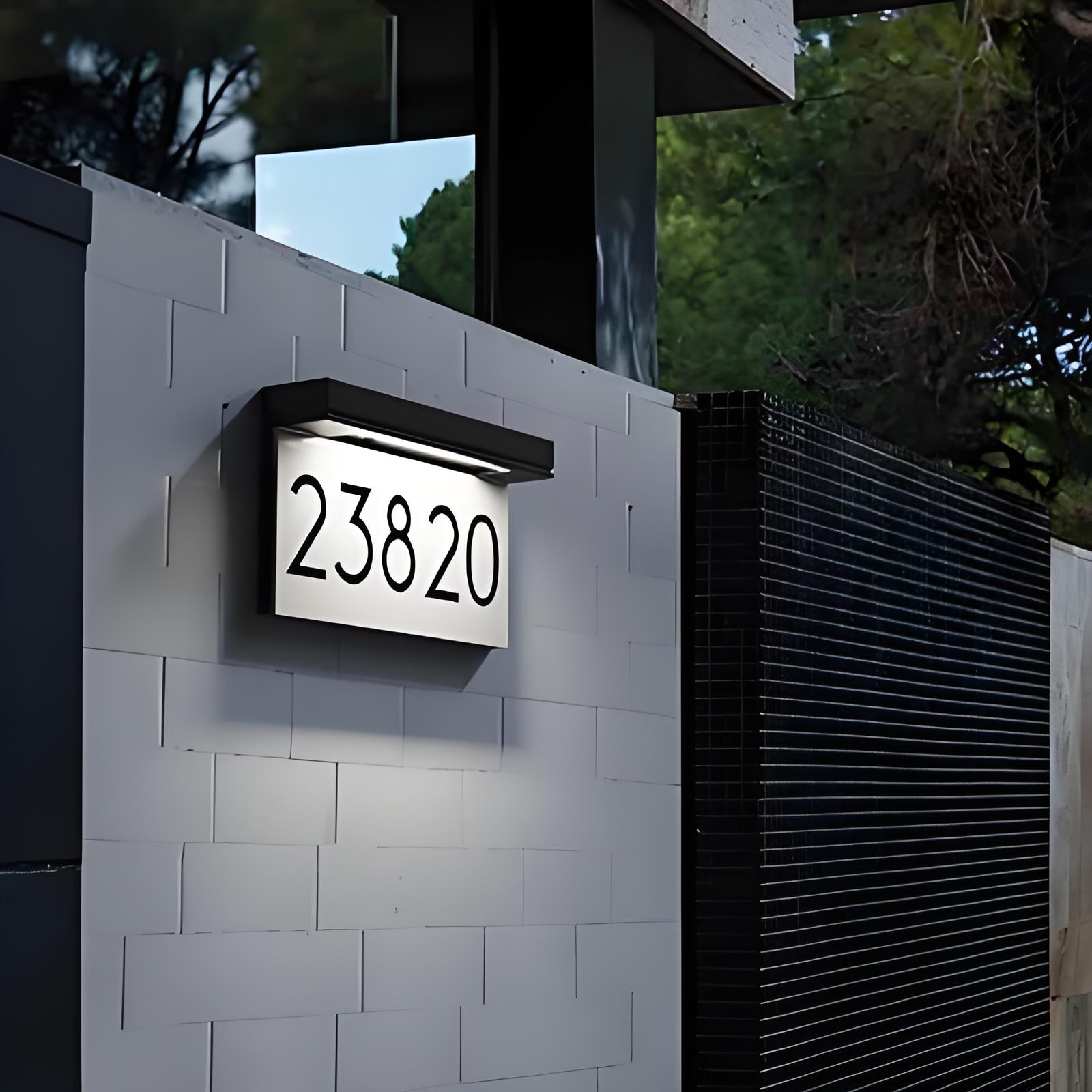 Numeri Civici Alimentati da Sole, Plaque per Indirizzi per Casa, Insegna Indirizzo Illuminata a LED Impermeabile per Esterni 3000K Bianco Caldo LED
