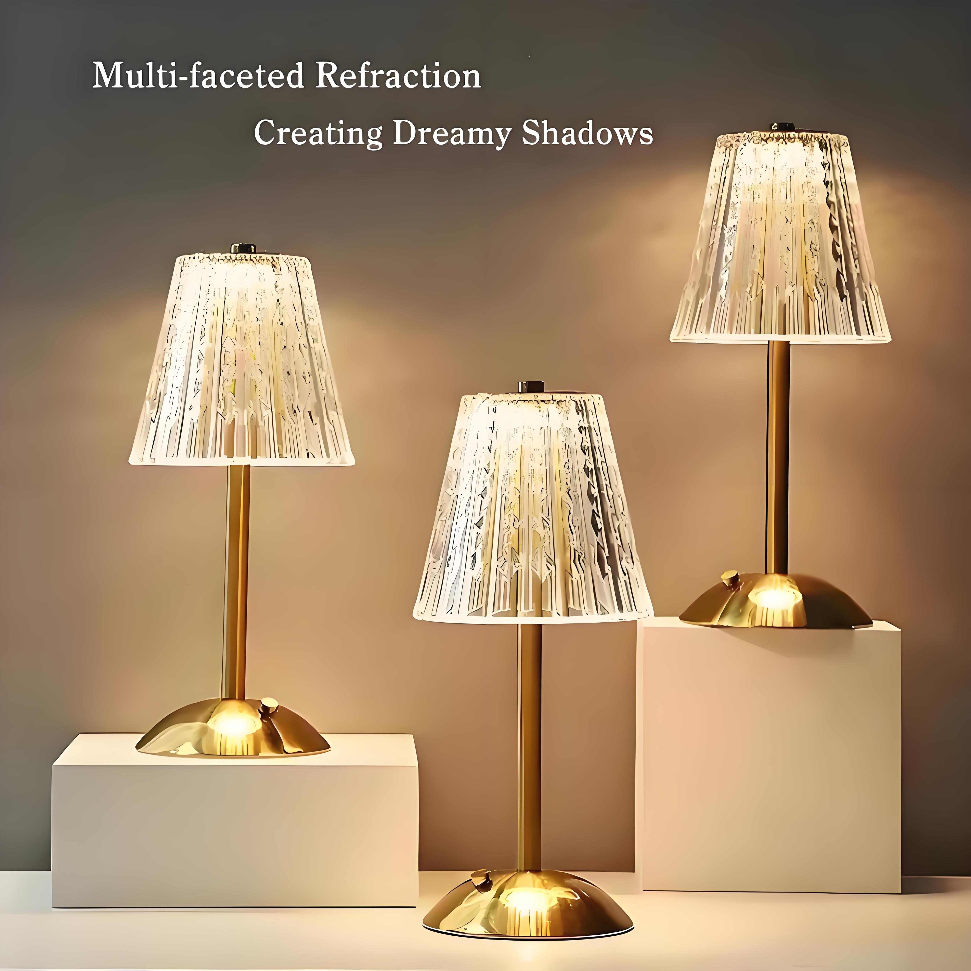 Lâmpada de Mesa de Luxo Minimalista em Metal ¨C Luz de Criativa Diamante para Quarto, Lâmpada de Ambiente Elegante com Controlo por Toque