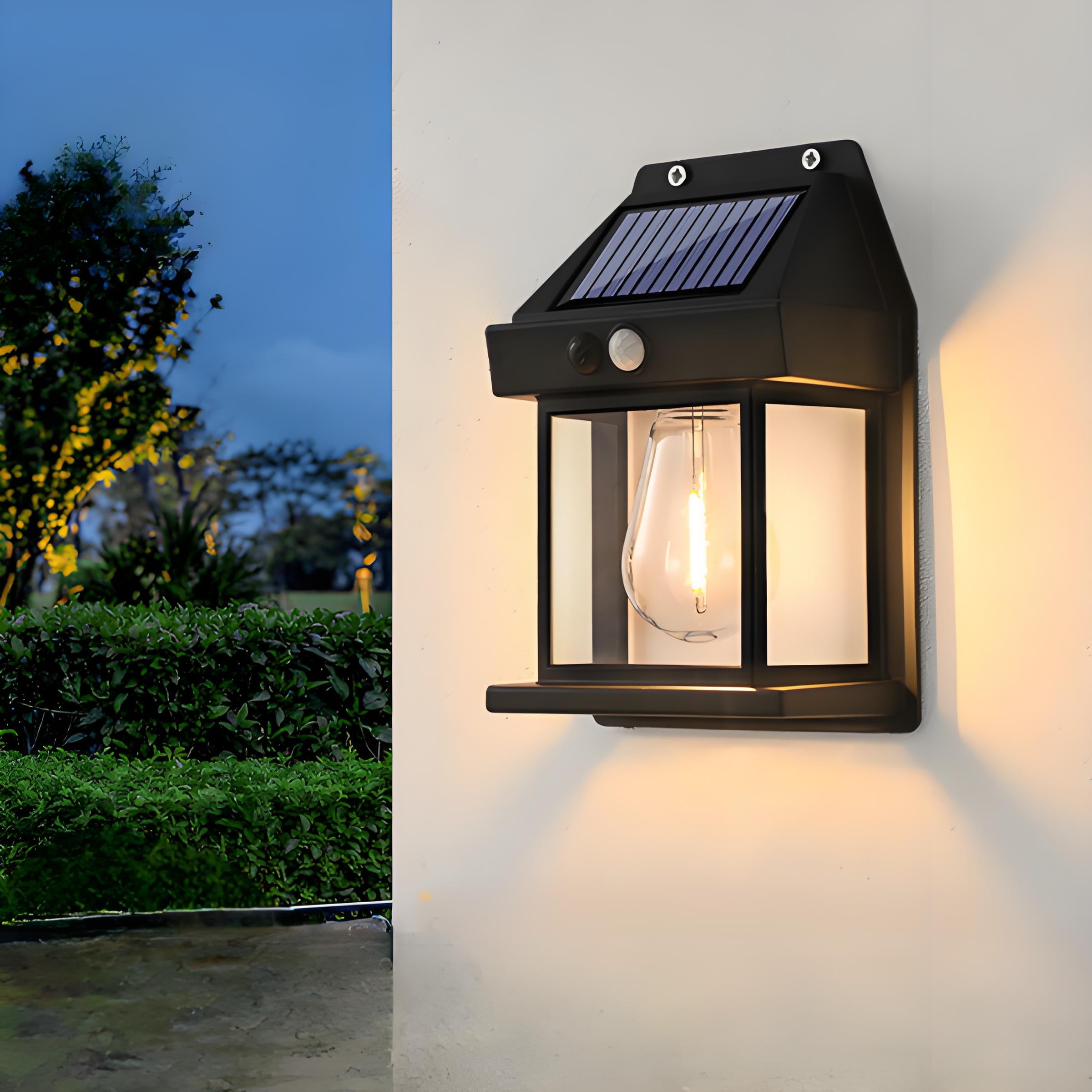 IP55 Solar Tungsten Wire Lights ¨C Motion Sensor Outdoor Wall Light for Garden & Villa, Auto On at Dusk