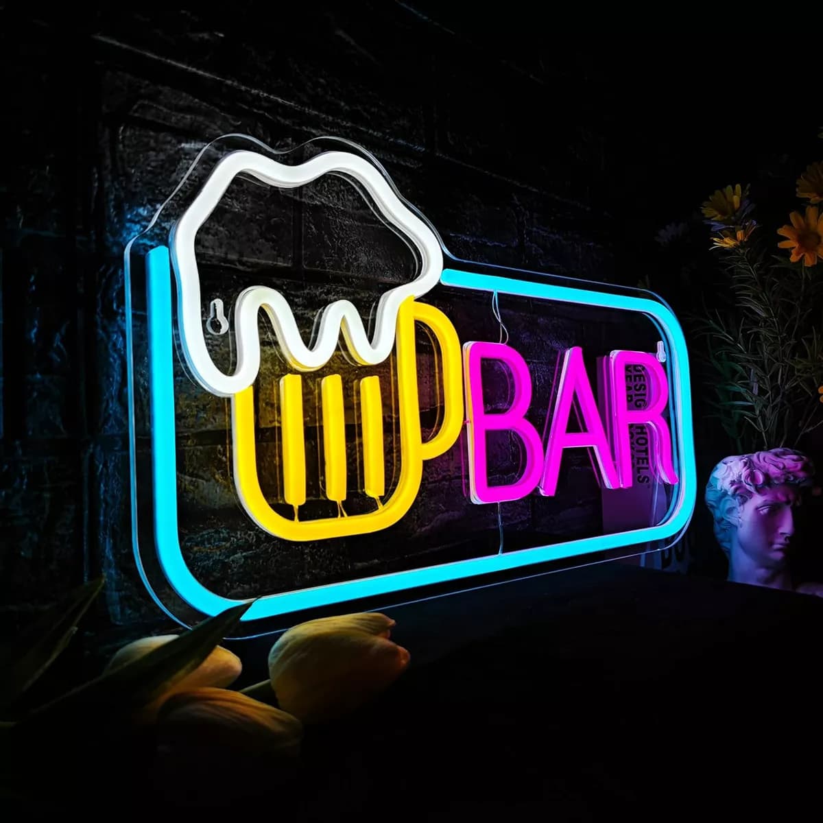 Bar Neon Sign for Home Bar Man Cave Nightclub Beach Store Design Holiday Celebration Party Decor Beer Bar Signs USB Powered Dimmable Neon Lights signs