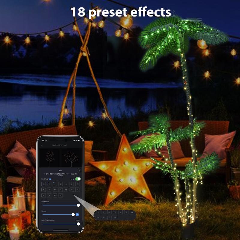 7ft Glowing Palm Tree,LED Decorative Light,Weatherproof festive decor for Indoor/Outdoor Use,Party wedding holiday patio beach decoration lights