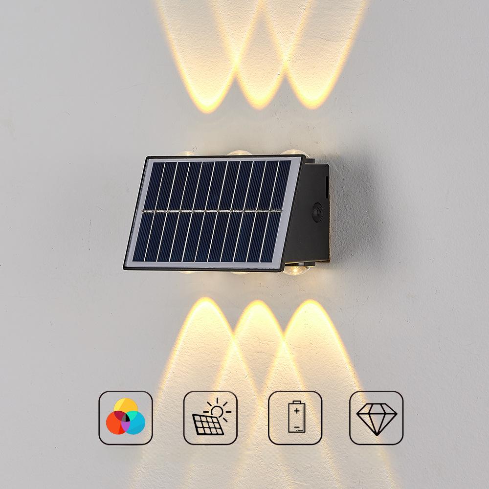 Luces de cerca solares LED exteriores arriba y abajo, iluminación luminosa RGB, decoración de pared de jardín, lámparas impermeables para patio y jardín.