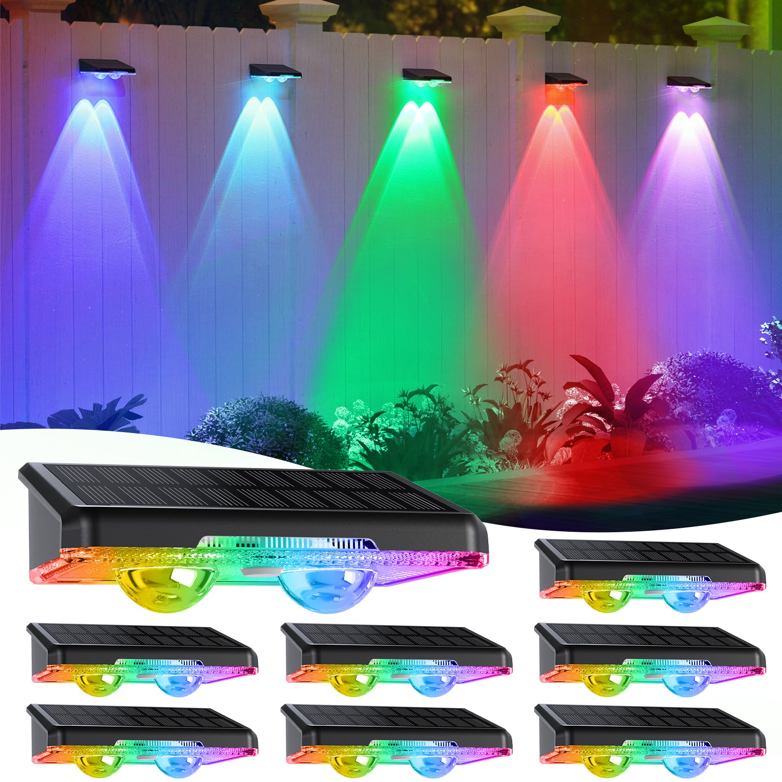 Solar Mini Wall Washer Light – 11 Color Modes, Outdoor Waterproof LED