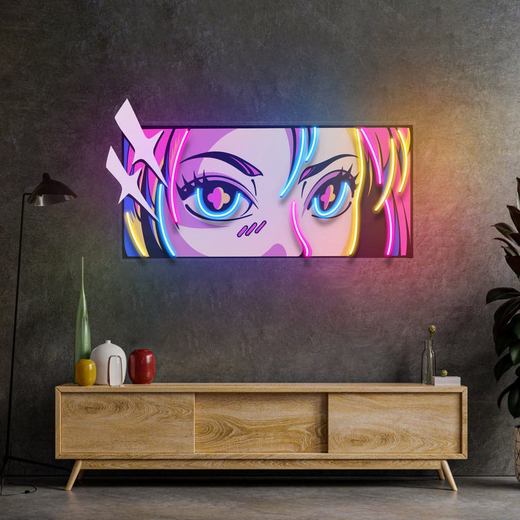 Anime Eyes Neon Sign: Vibrant Flair and Colorful Accents, Perfect for Game Rooms, Bedrooms, and Creative Spaces