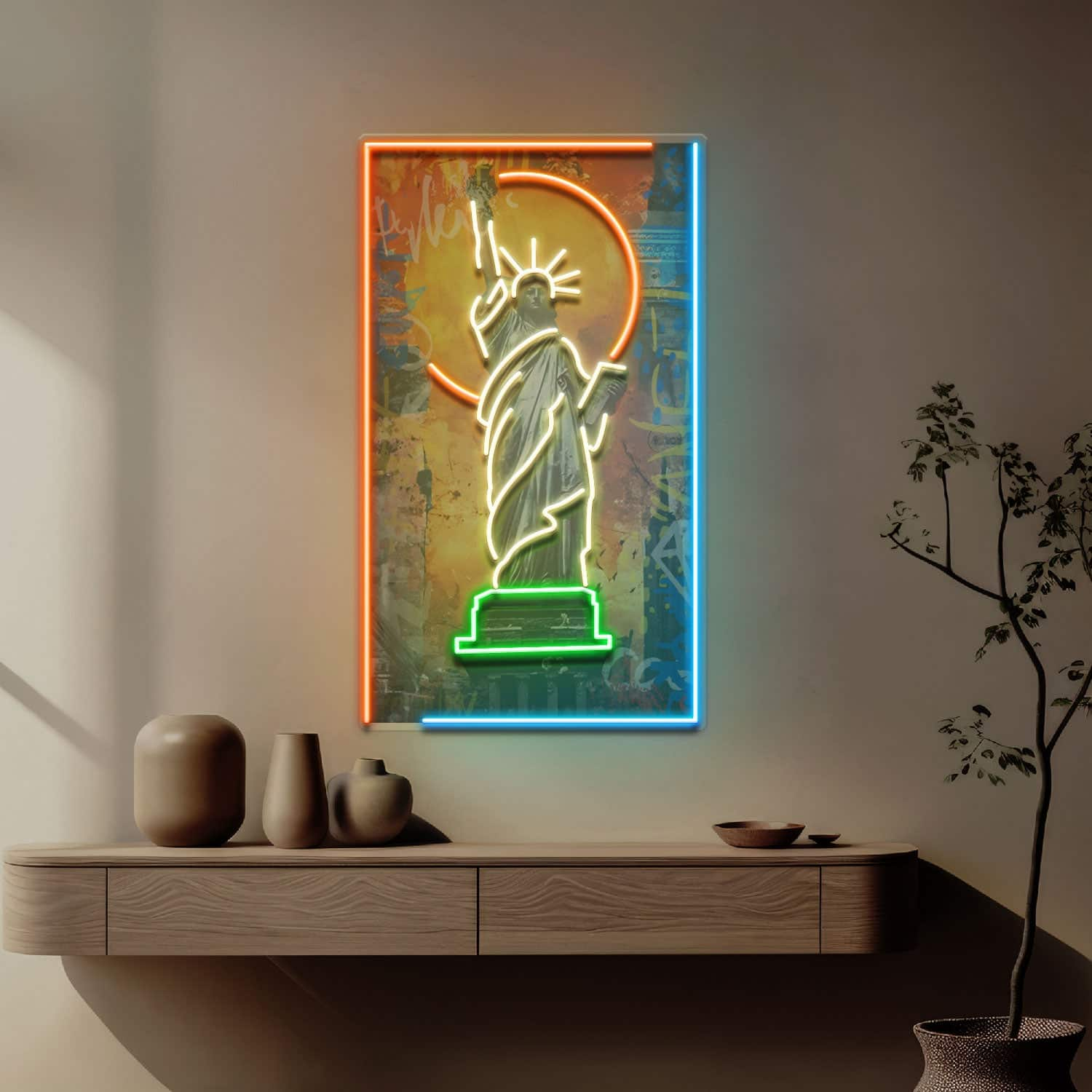 Statue of Liberty Neon Sign Perfect for Living Rooms, Offices, Cafes, and Art Galleries