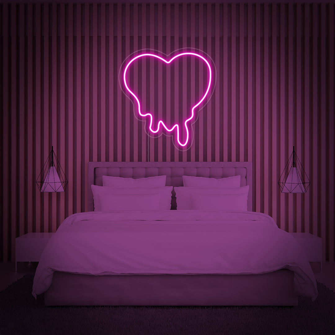 Heart Neon Sign - Melt Heart Light for Teens、Kids、Girls Room Decor or Wedding