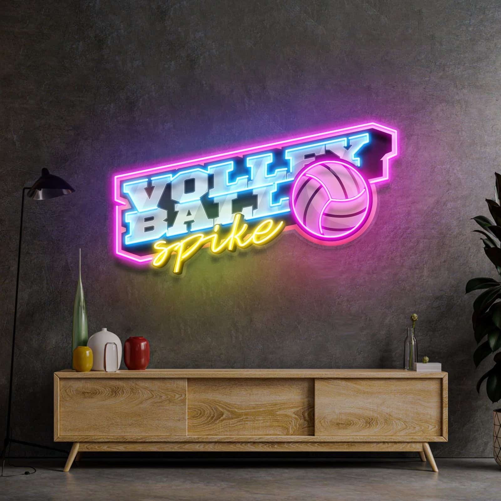 Neon Sign Dynamic Graphic and Vibrant Colors Perfect for Sports Bars Gyms and Game Rooms