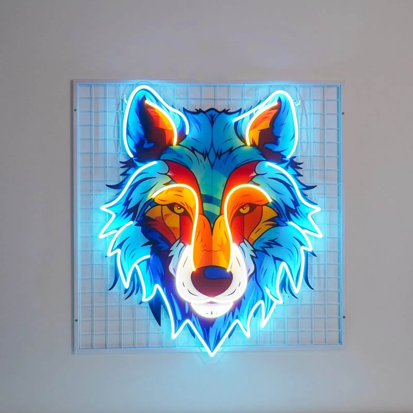 Wild Spirit Neon Sign Detailed Wolf Face for Living Rooms Game Rooms and Cafes