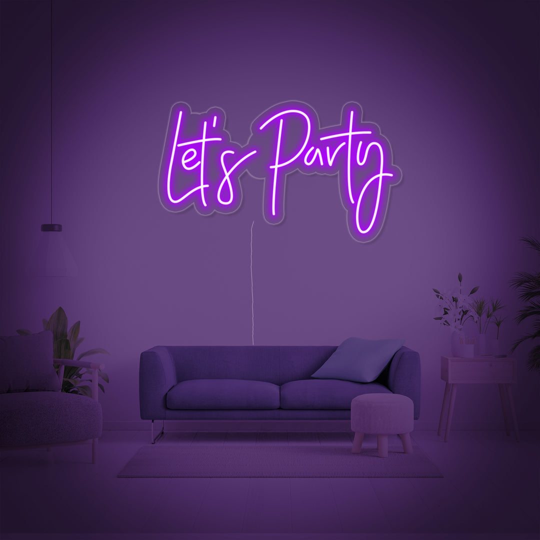 Let's Party Neon Signs Neon Light Sign for Wall Decor LED Neon Sign Art Decorative Lights for Bachelorette Party, Engagement Party, Birthday Party,Wedding Party