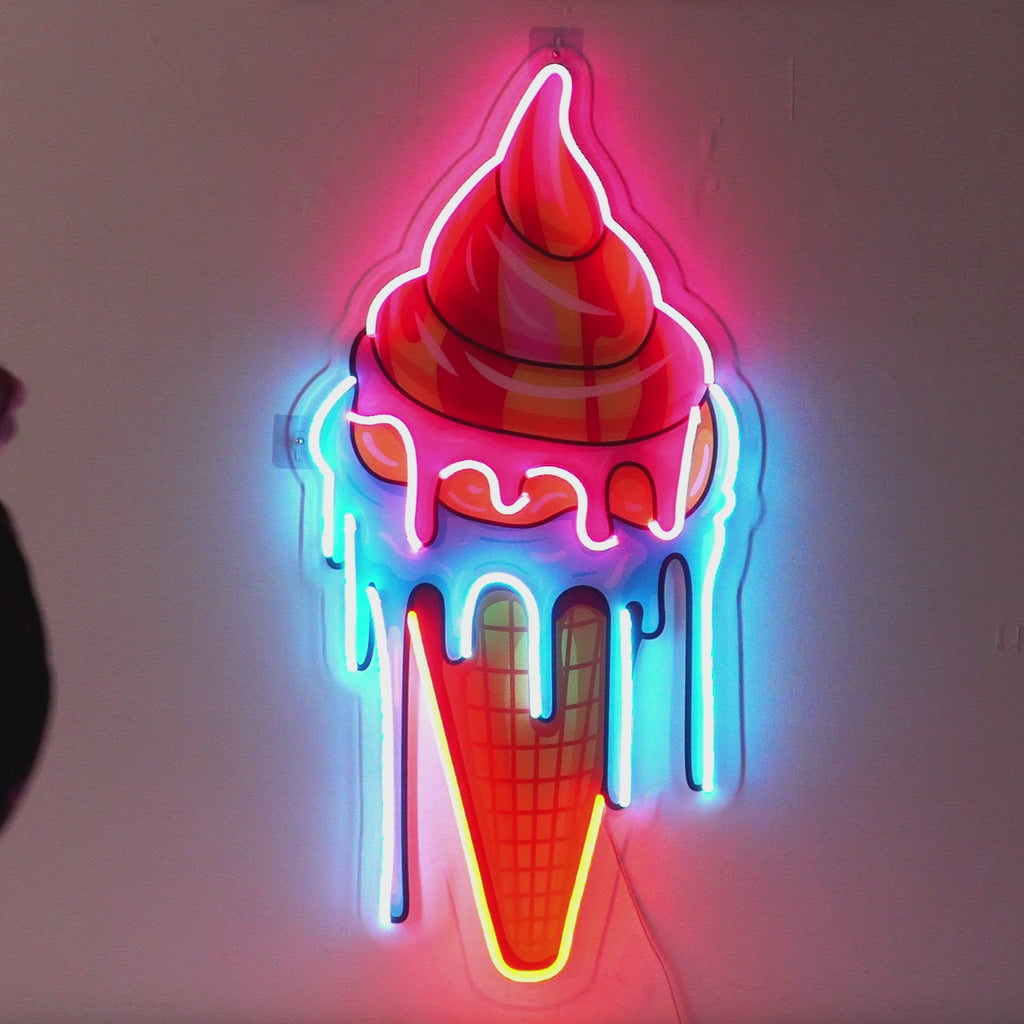 Playful  Ice Cream Neon Sign Sweet & Whimsical Decor for Any Space