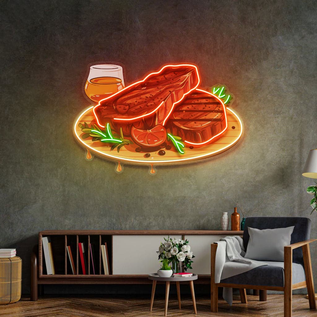 Grilled Meat Isolated - LED Neon Sign for Bold Pop Art Statement