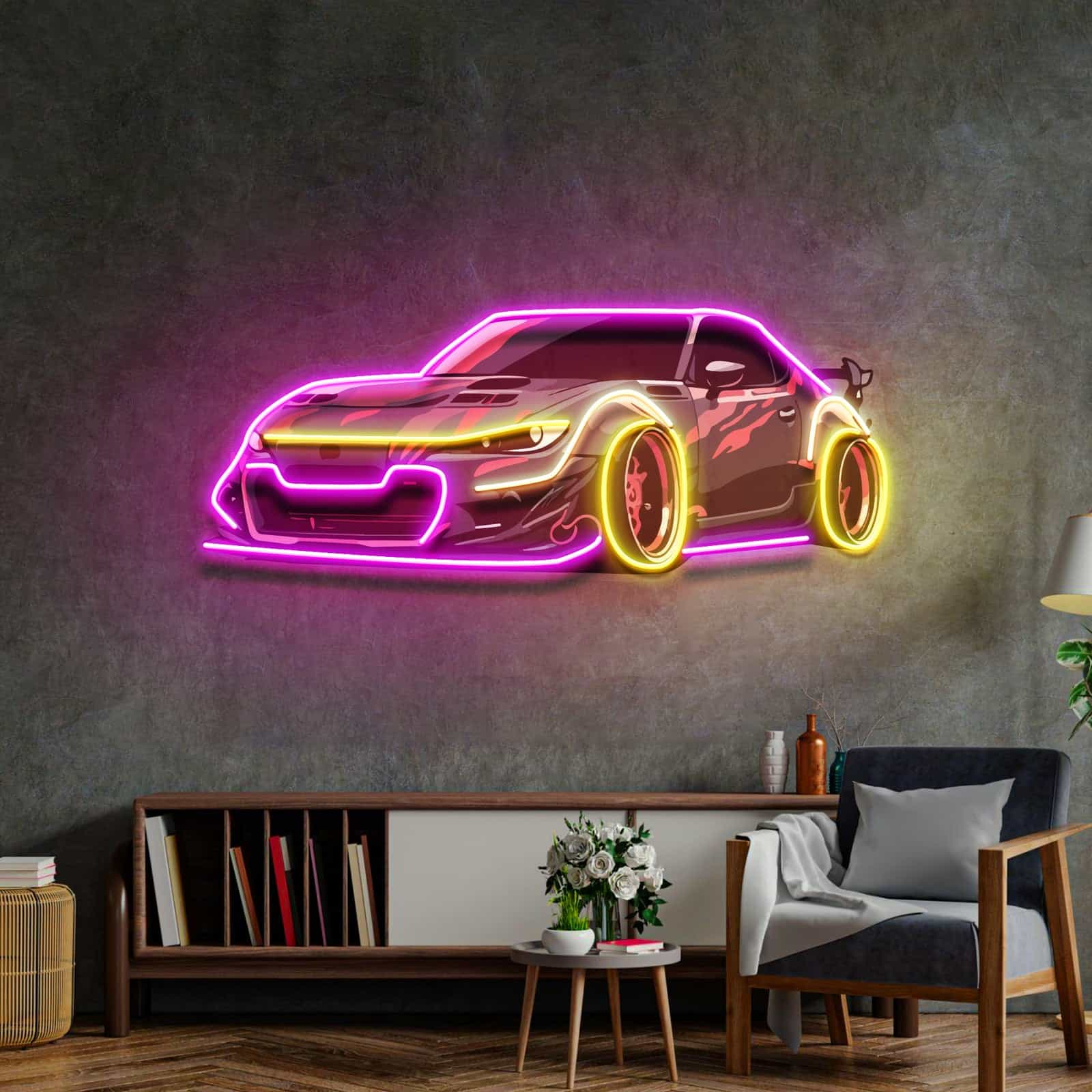 Bold Automotive Neon Sign Energetic Design for Car Enthusiasts Game Rooms Garages Man Caves