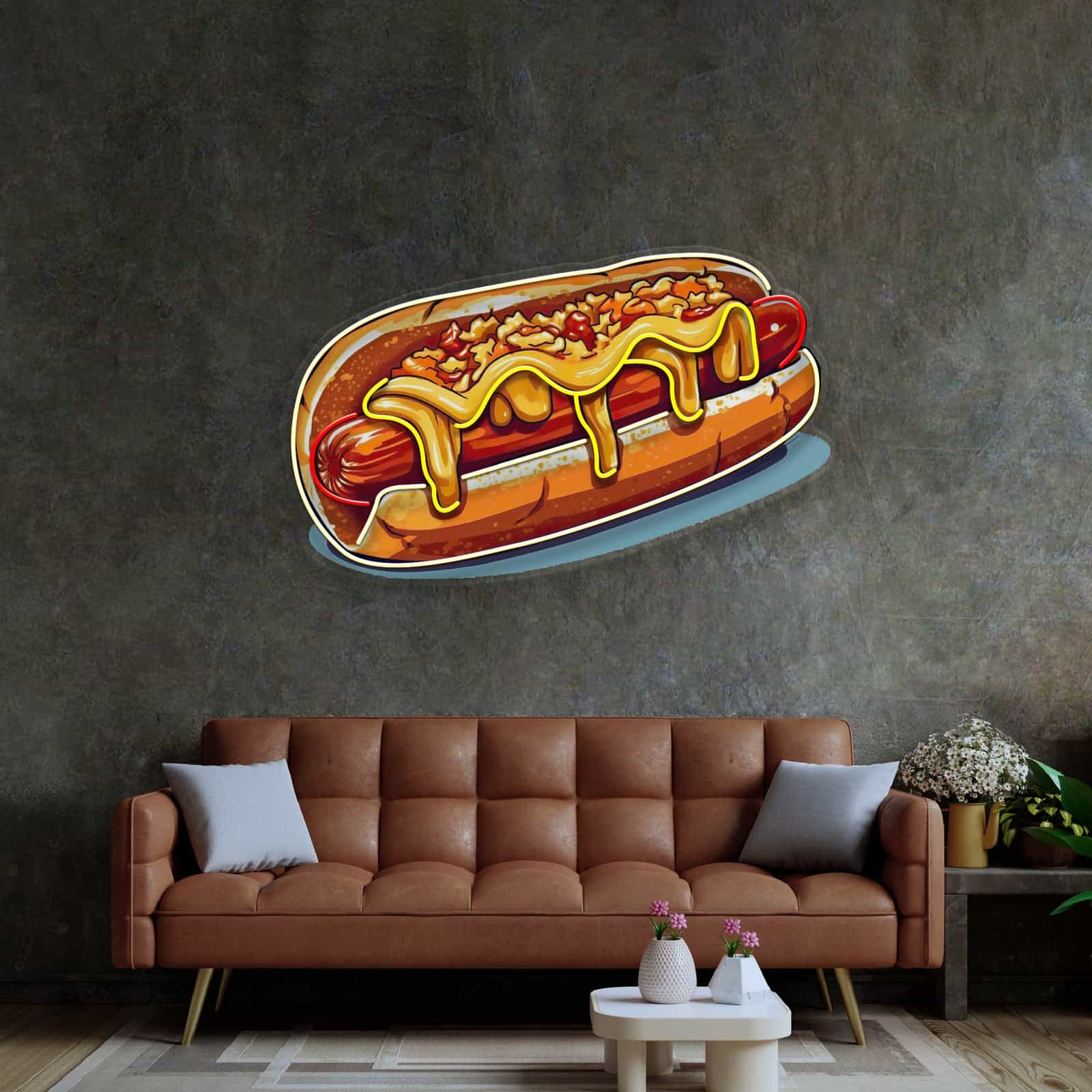 Hot Dog Neon Wall Art – Perfect for Restaurants & Food Stalls