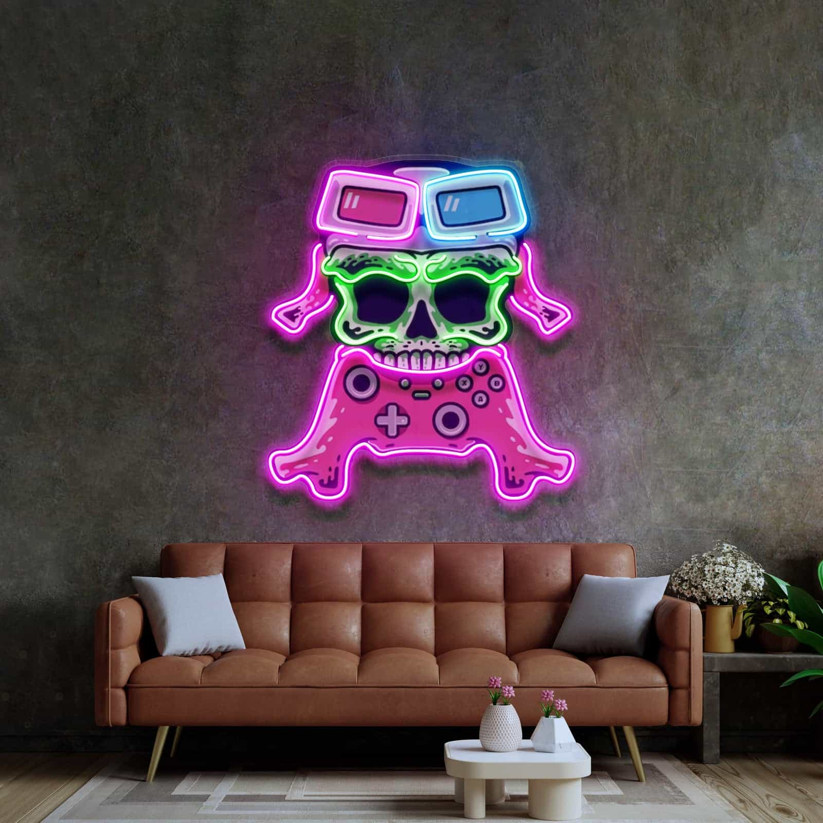 Skull Neon Sign custom sold Size and Color Neon Lights Decor Game Room Wall, Decor Home Personalized Gifts From Fanyssineon