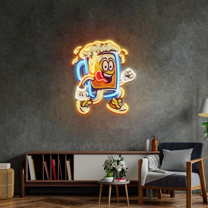 Cheerful Beer Mug Neon Sign Whimsical Design for Bars Pubs Game Rooms Home