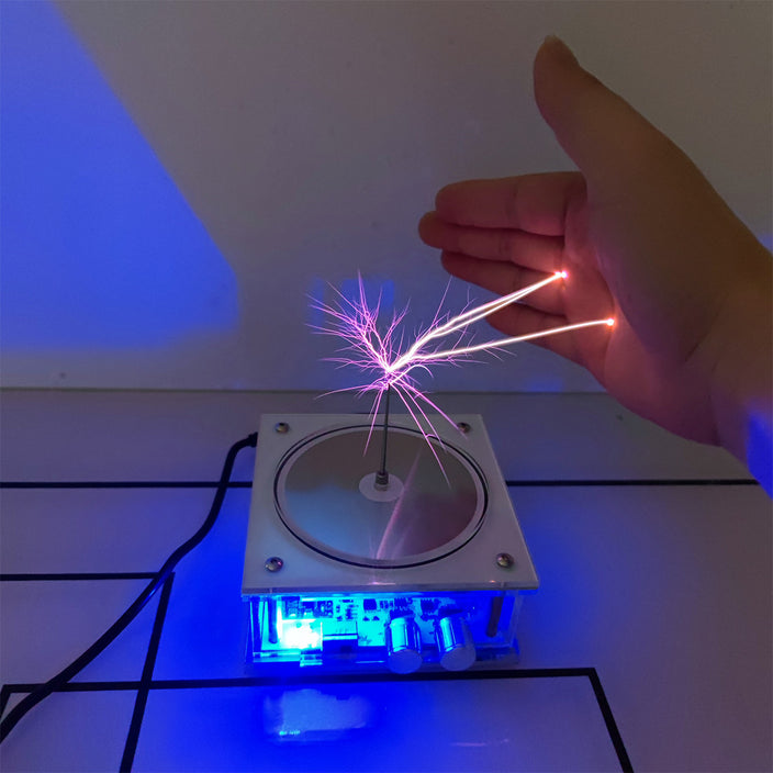 Hand-touchable Lightning Novelty Light,Bluetooth Music Tesla Coil, Touchable Artificial Lightning Spark Gap Arc Generator, Wireless Transmission Experiment Model