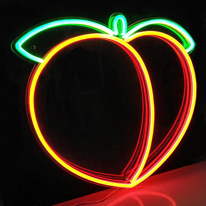 Peach Neon Sign Fruit Peach Neon Signs for Wall Decor, Cute Neon Lights Sign for Bedroom Living Room