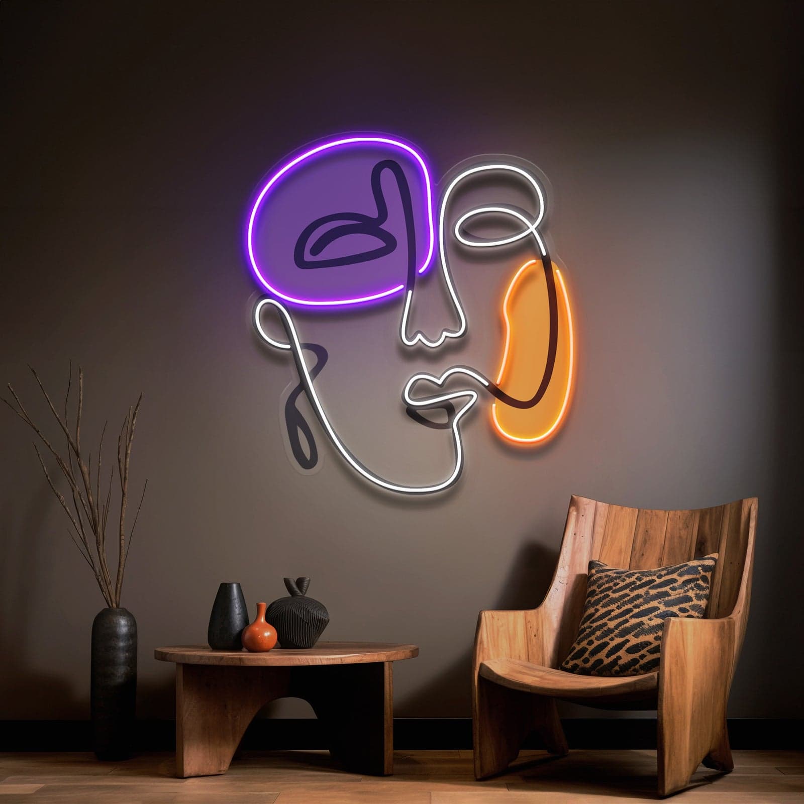 Minimalist Line Art Face Neon Sign: Vibrant Abstract Design – Perfect for Living Rooms, Studios, Cafes, and Offices