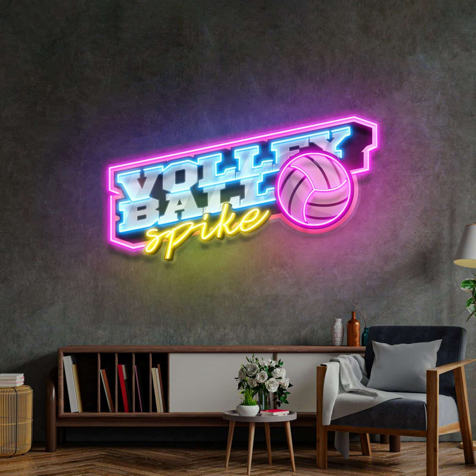 Neon Sign Dynamic Graphic and Vibrant Colors Perfect for Sports Bars Gyms and Game Rooms