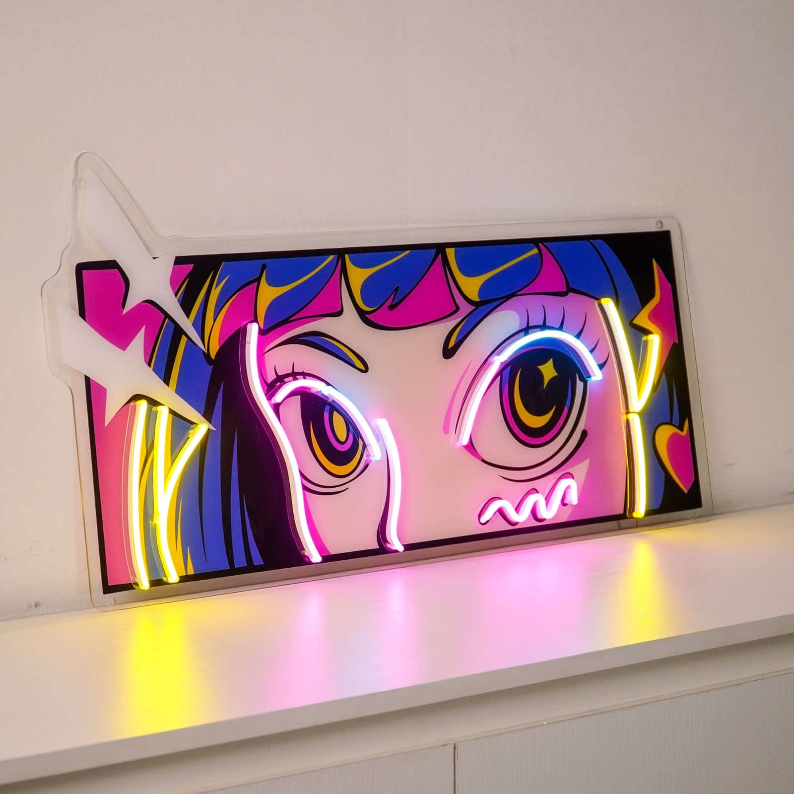 Anime-Inspired Neon Sign Expressive Eyes for Game Rooms Bedrooms and Cafes