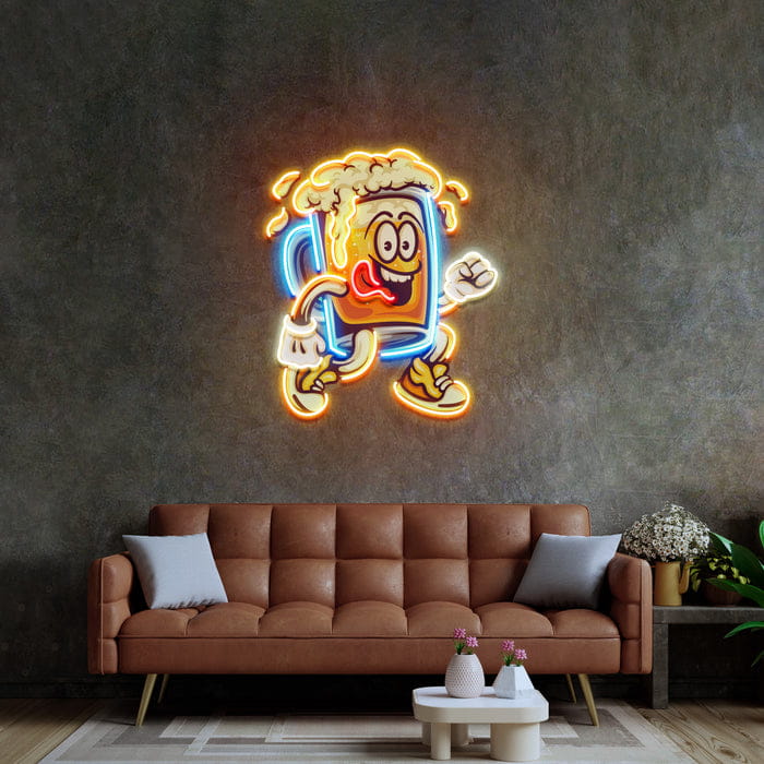 Cheerful Beer Mug Neon Sign Whimsical Design for Bars Pubs Game Rooms Home